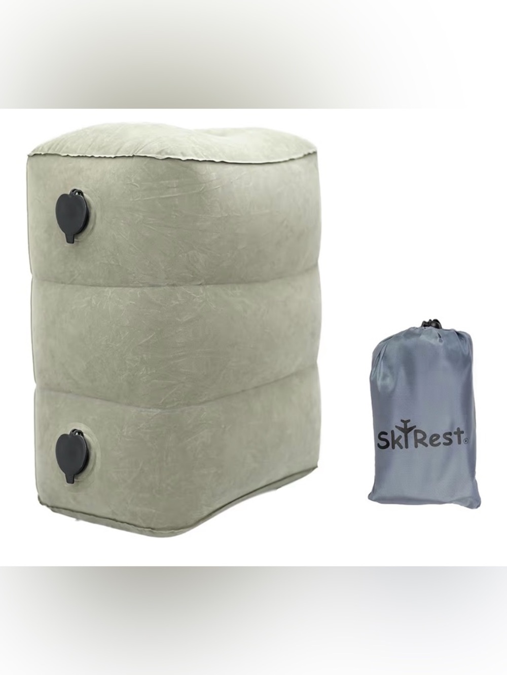 SkyRest Inflatable Travel Footrest with Sleep Mask and ear  plug- Grey, NEW